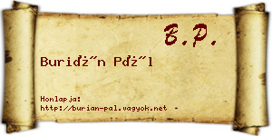 Burián Pál névjegykártya
