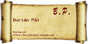 Burián Pál névjegykártya